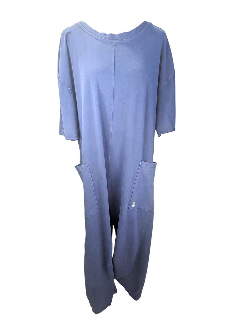 FP Movement Hot Shot Tee Onsie Blue Jumpsuit with Pockets Barrel Leg Crop Size M